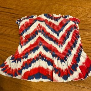 Red white and blue strapless tube top